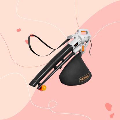 vonhaus leaf blower vacuum and mulcher on a pink graphic background