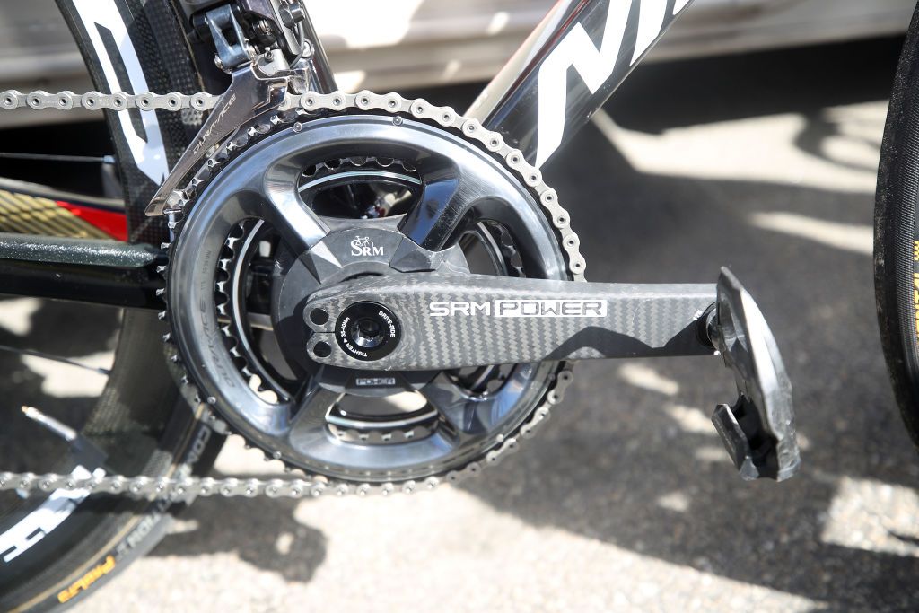 The team use SRM Origin cranksets with Shimano Dura-Ac R9100 series chainrings