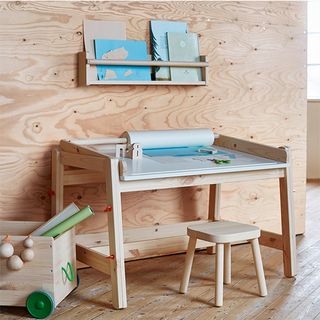 wooden room and childrens desk from ikea
