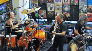 Metallica play live in a record store 