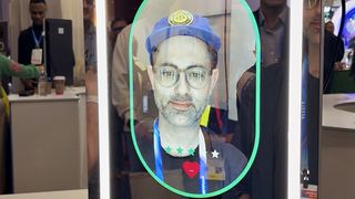 A close-up demo of the Nuraxlogix Longevity Mirror at CES 2026