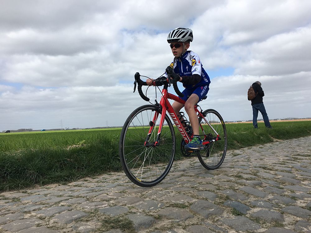 A young Quick-Step fan shows his talents
