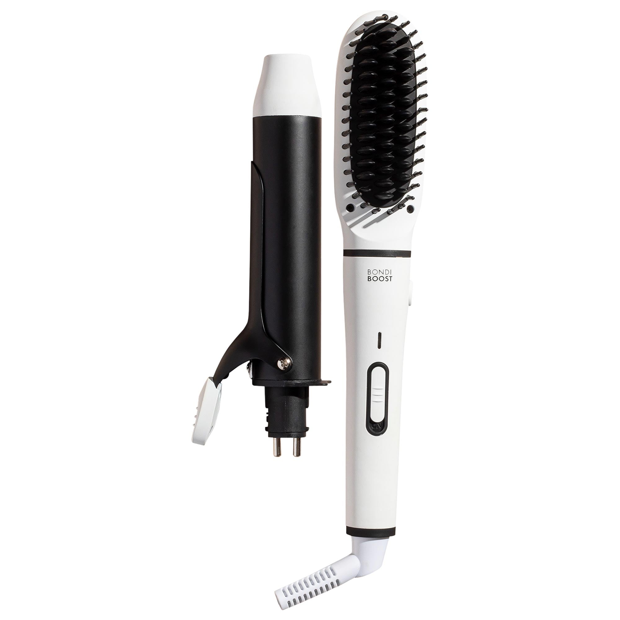 Mini Interchangeable 2-In-1 Hair Straightener Brush and Curling Iron