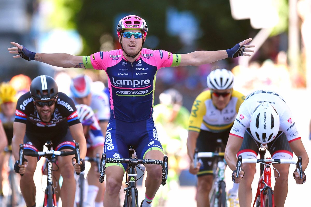 Sacha Modolo (Lampre-Merida) edges out Giacomo Nizzolo for the stage win