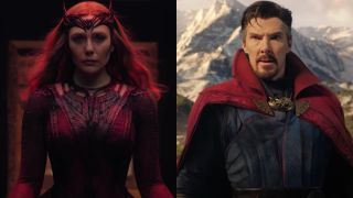 Elizabeth Olsen and Benedict Cumberbatch as Scarlet Witch and Doctor Strange in the Multiverse of Madness