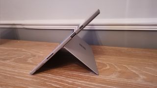 A Microsoft Surface Pro 7 Plus viewed on its side