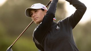 Cheyenne Knight takes a tee shot at the 2023 Solheim Cup