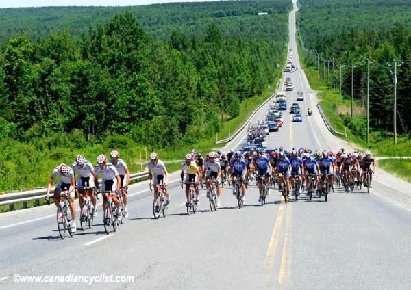 Competitive Cyclist is at the front of the peloton chasing down the break