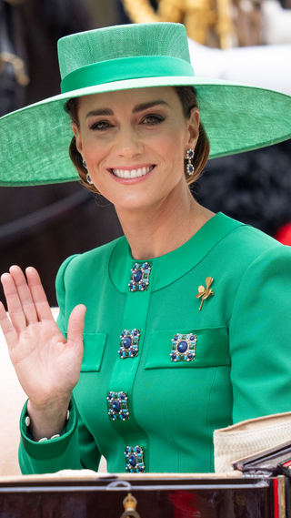 Catherine, Princess of Wales travels down The Mall in a horse drawn carriage during Trooping the Colour on June 17, 2023 in London, England