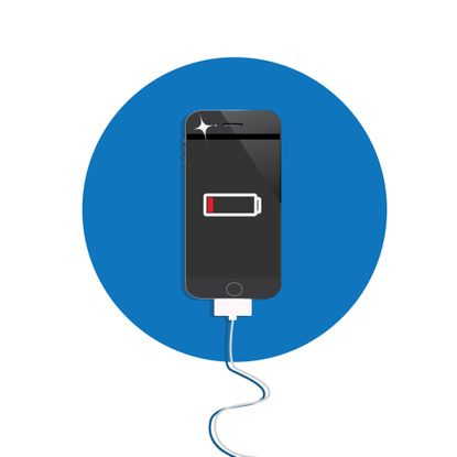 An illustration of a charging smartphone. 
