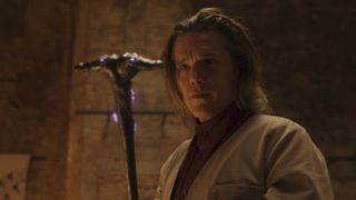 Ethan Hawke holds a staff in Moon Knight