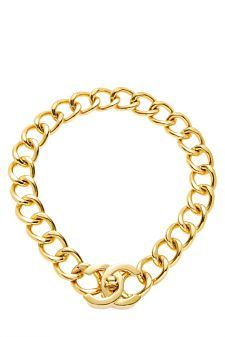 Gold CC Turnlock Necklace 