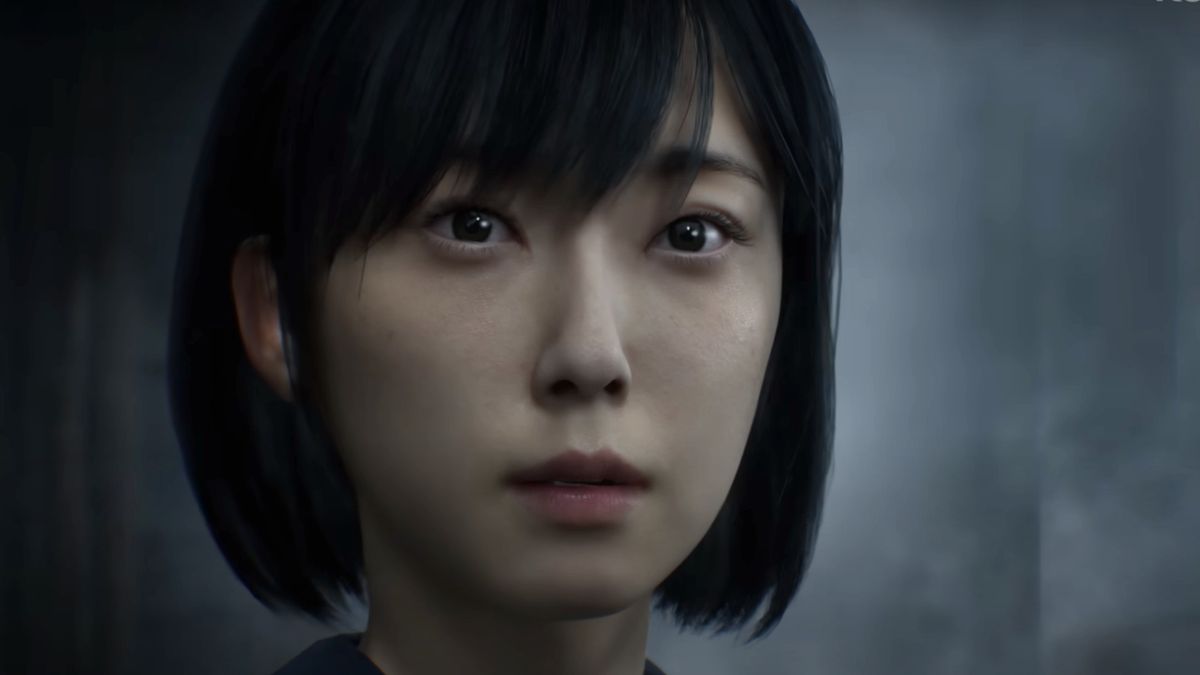 Silent Hill f: A close-up on Hinako Shimizu&#039;s face during the reveal trailer for the new Silent Hill game. 