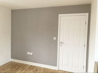 A grey feature wall.