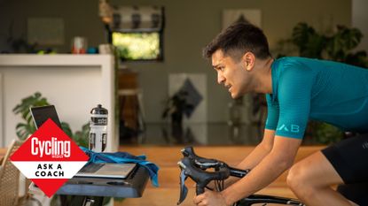 Male cyclist completing a workout to raise his FTP