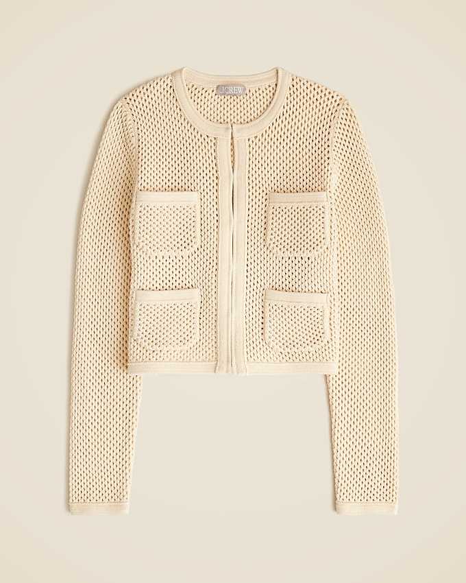 Open Pointelle-Stitch Cardigan