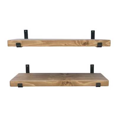 rustic wooden pair of shelves