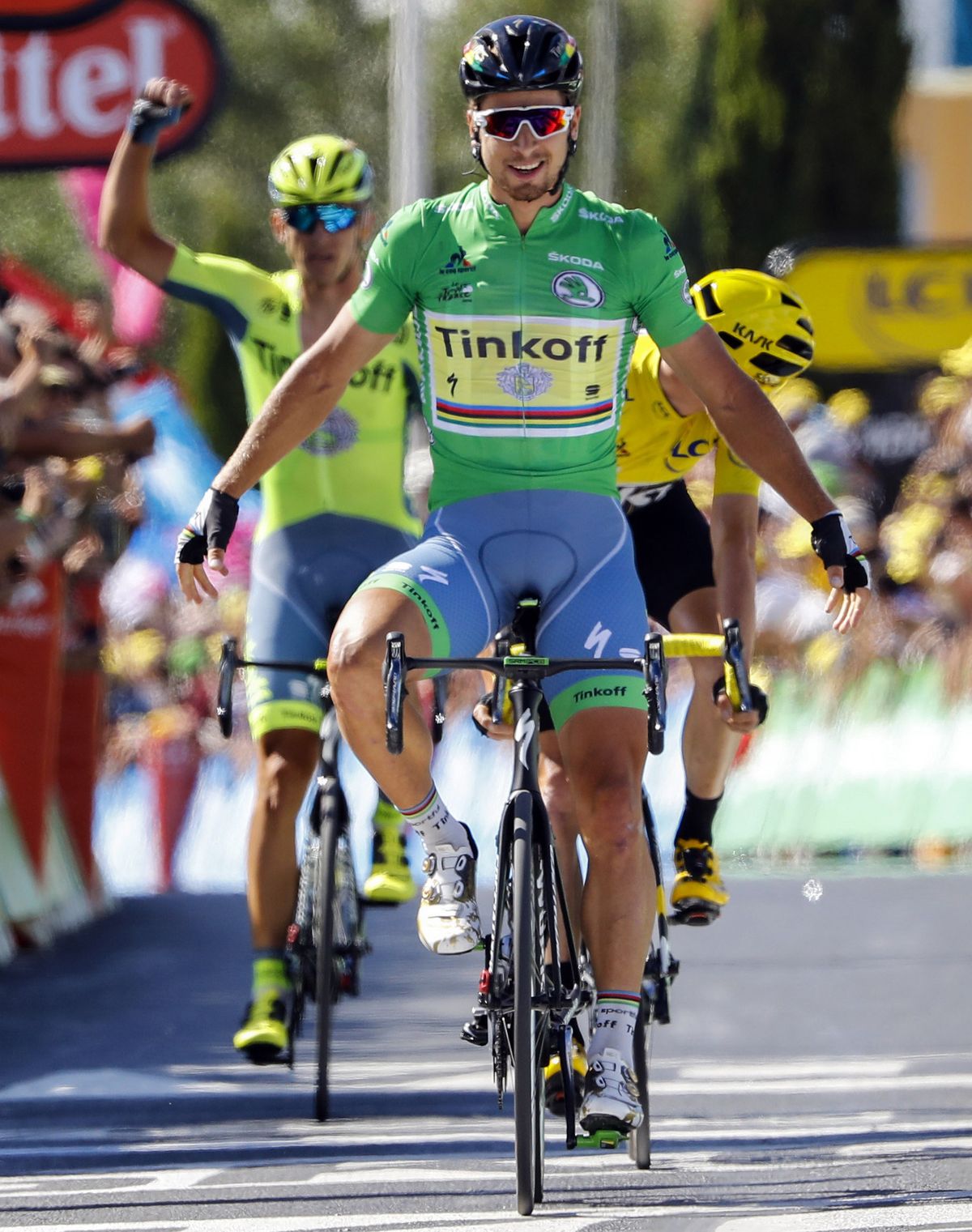 Peter Sagan (Tinkoff) celebrates another stage win