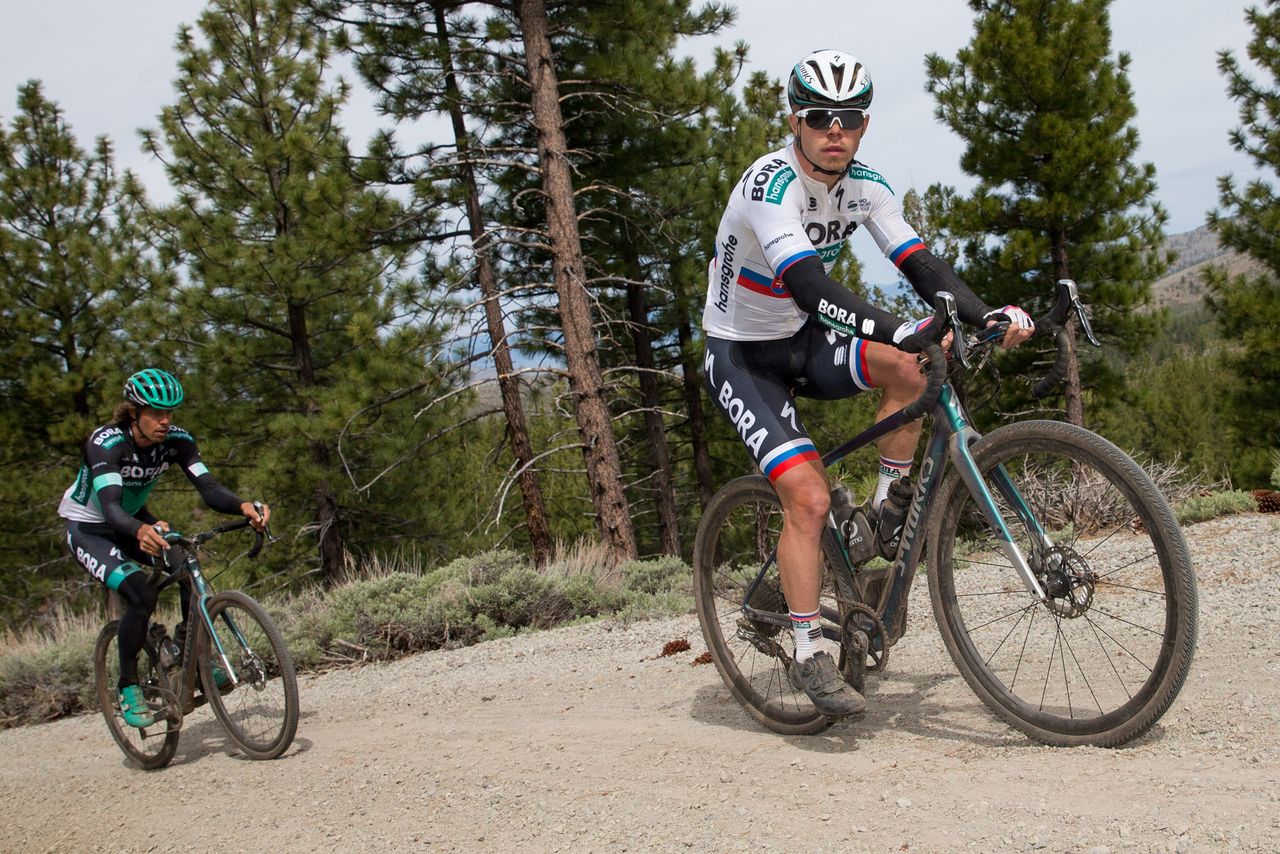 Juraj Sagan leads teammate Daniel Oss of Italy during the Sagan Fondo on May 5, 2018 in Truckee, California.