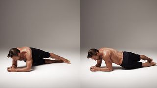 Gilles Souteyrand demonstrates the rolling plank abs exercise