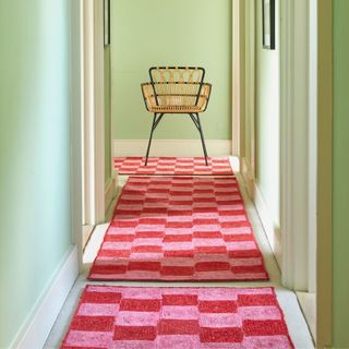 Pink check hallway runner