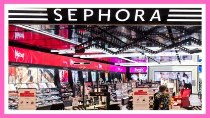 when is the sephora sale 2022 feature image; a sephora store interior around a pink border