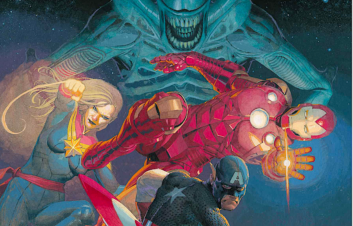 Superheroes fight acid-spewing xenomorphs in Marvel Comics’ ‘Aliens vs. Avengers’ Space