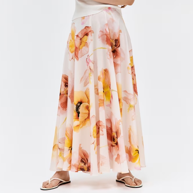 H&M Voluminous Floral Maxi Skirt