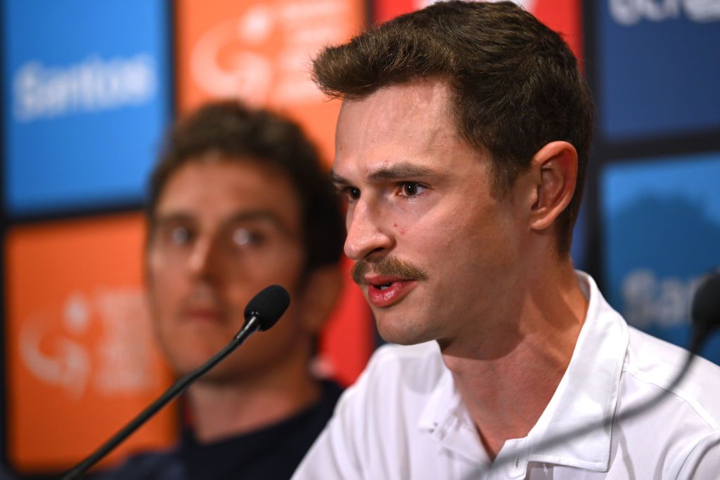 ADELAIDE AUSTRALIA JANUARY 20 Jay Vine of Australia and UAE Team Emirates Xrg during the Top Riders Press Conference prior to the 25th Santos Tour Down Under 2025 UCIWT on January 20 2025 in Adelaide Australia Photo by Dario BelingheriGetty Images