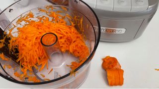 The Cuisinart Easy Prep Pro FP8 having just been used to shred carrot