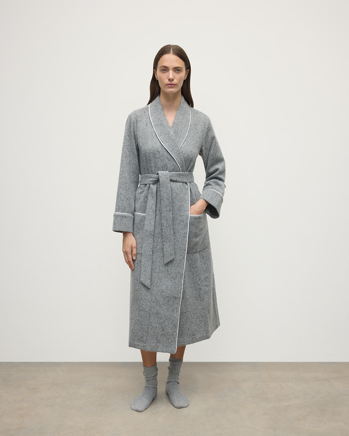 Donegal Cashmere Light Grey Dressing Gown