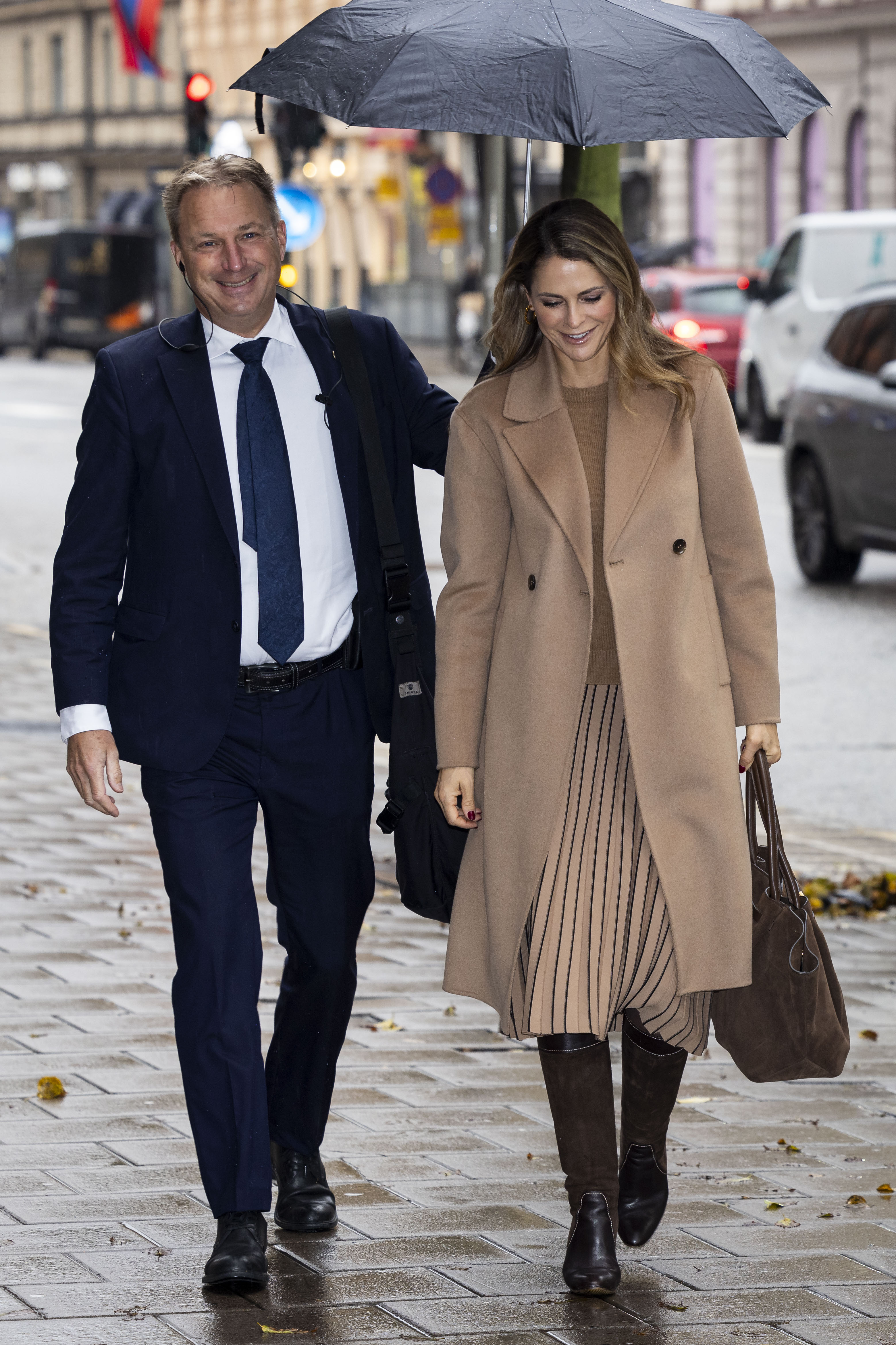 Princess Madeleine wearing a camel outfit