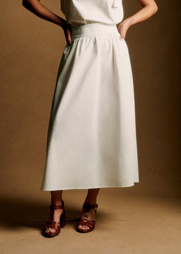 Siloé Skirt - Ecru - 0rganic Cotton - Textile Made From Organic Fibers - Sézane