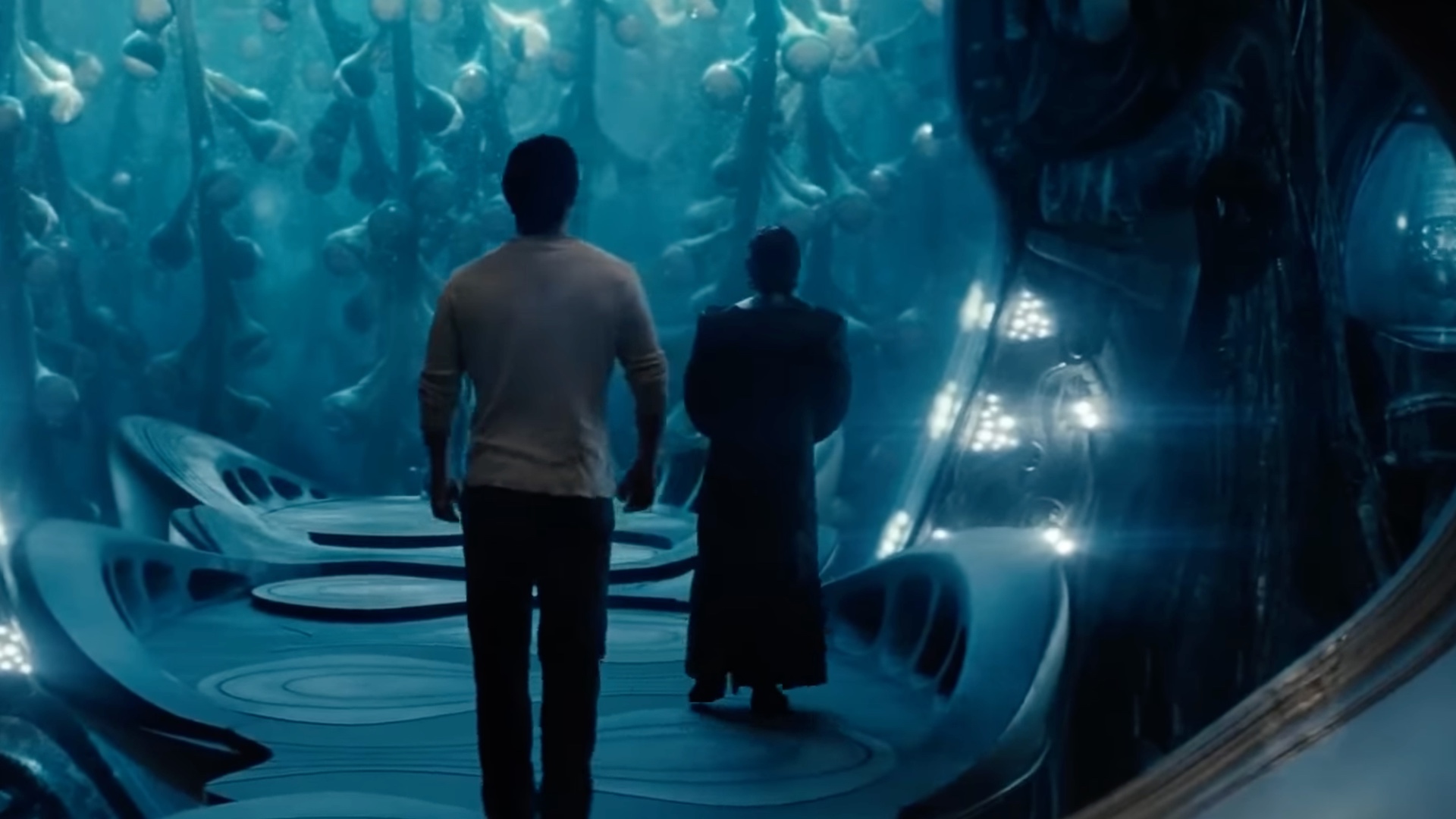 Superman and Jor-El in the Fortress of Solitude in Man of Steel