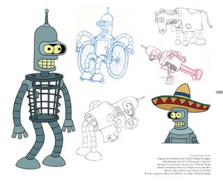 Concept art drawings and sketches of a robot