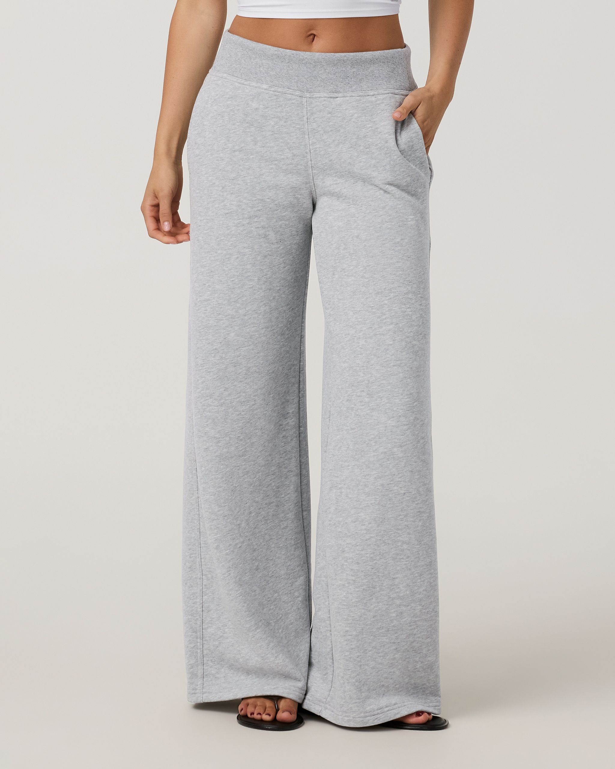 Sedona Midrise Wideleg Sweatpant - Long - Light Heather Grey - Xxs
