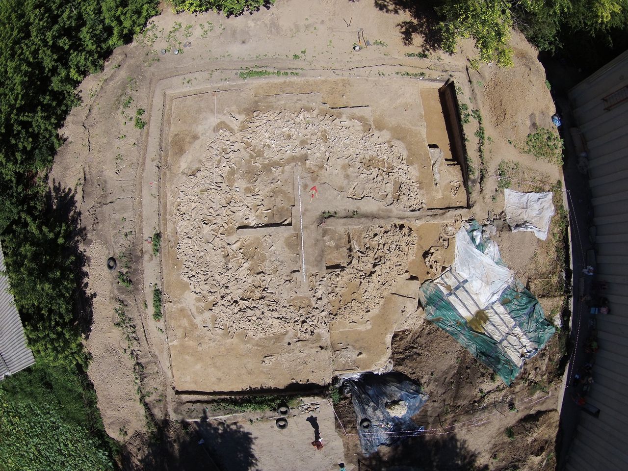 A bird's-eye view of the site.