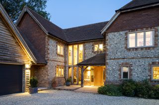 oak frame self build with ramp to front door