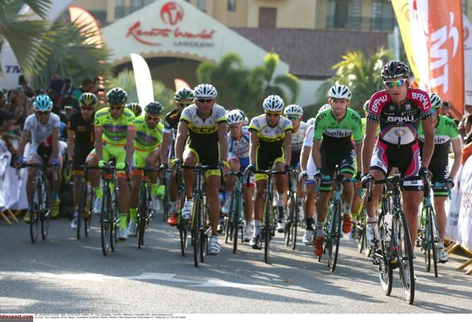The peloton departs Langkawi