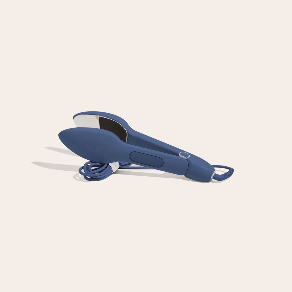 Nori Press Travel Steam Iron - Handheld Iron With Optional Steam Feature - No Ironing Board Required - Easy to Use W/ 6 Fabric Settings - Removes Wrinkles - User Manual Included - Navy