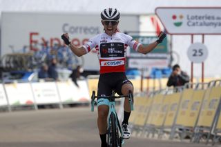 Esteban Chaves celebrates his victory at the Volta a Catalunya