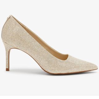 white textured pointed heels