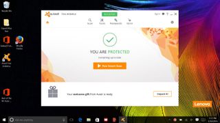Avast places its status message and scan button within easy reach.