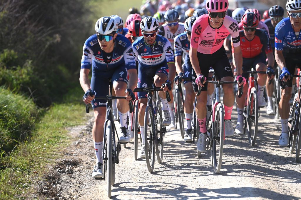 Julian Alaphilippe stayed protected at Strade Bianche