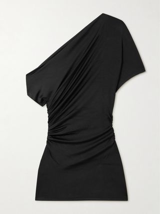 Edel One-Shoulder Ruched Stretch-Satin Top