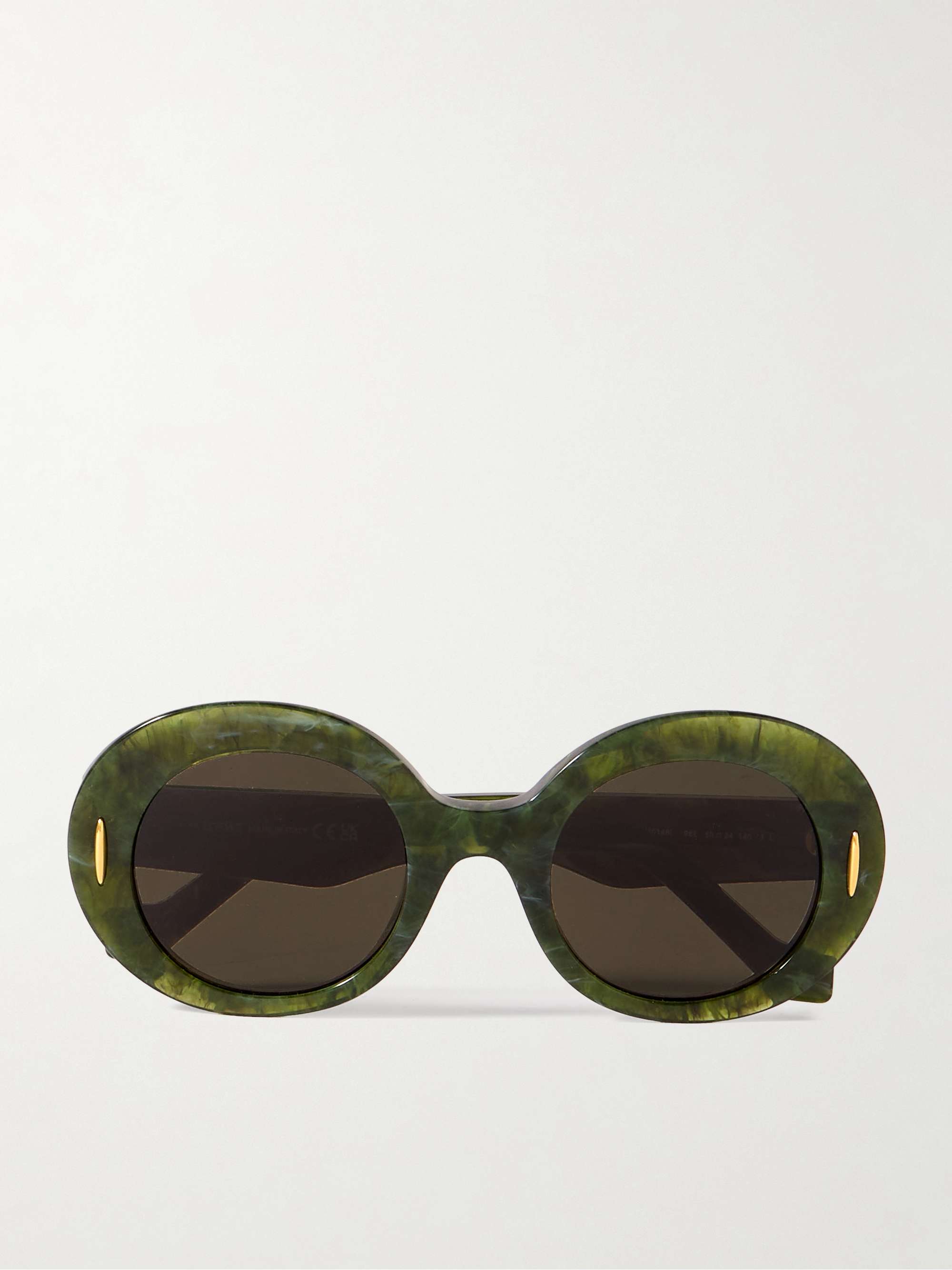 Round-Frame Marbled Acetate Sunglasses