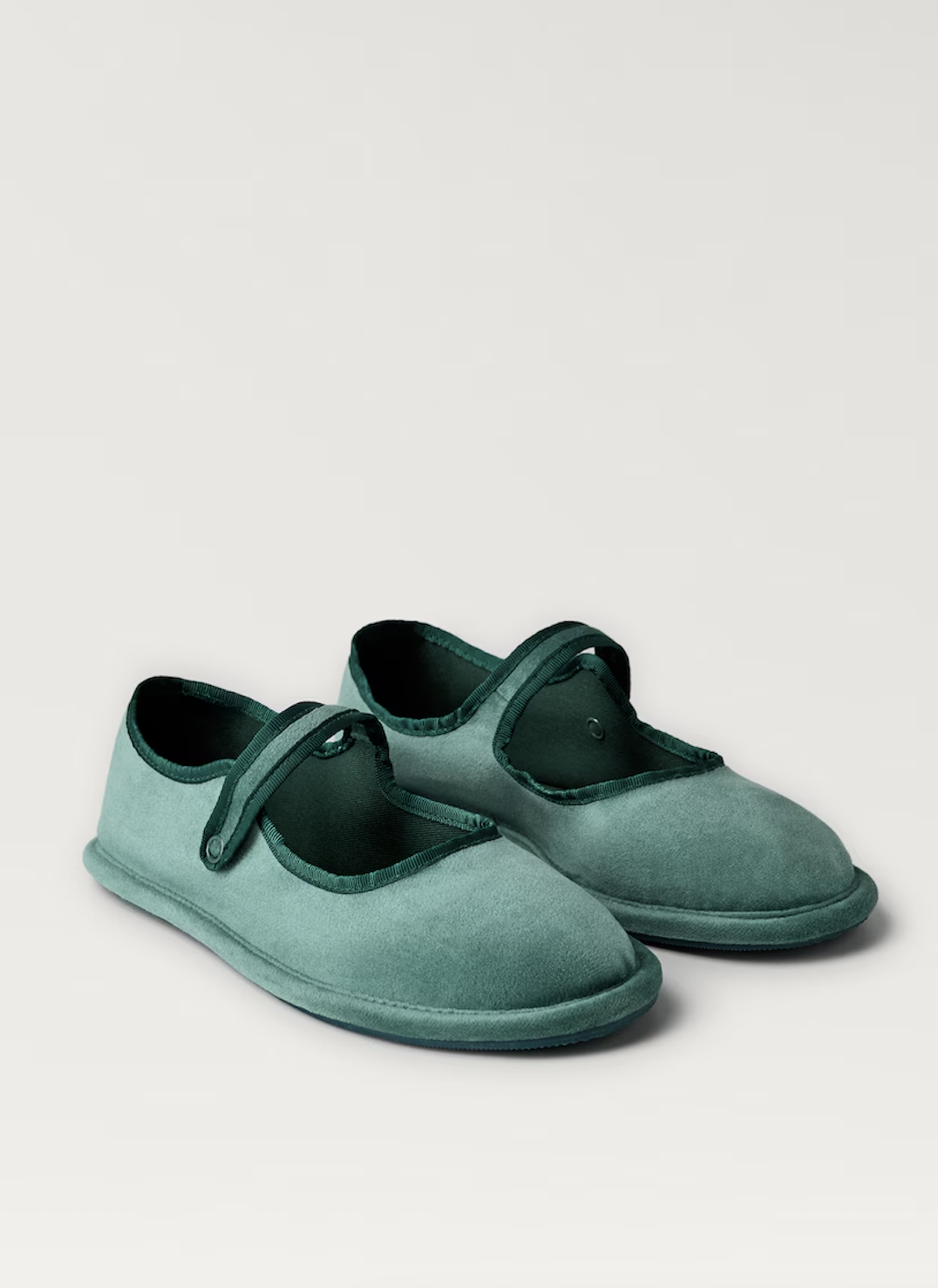 Velour ballet flats with buckle detail