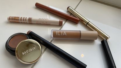 Best Cream Eyeshadows - a line up of products from zoeva, ilia, laura mercier, merit 