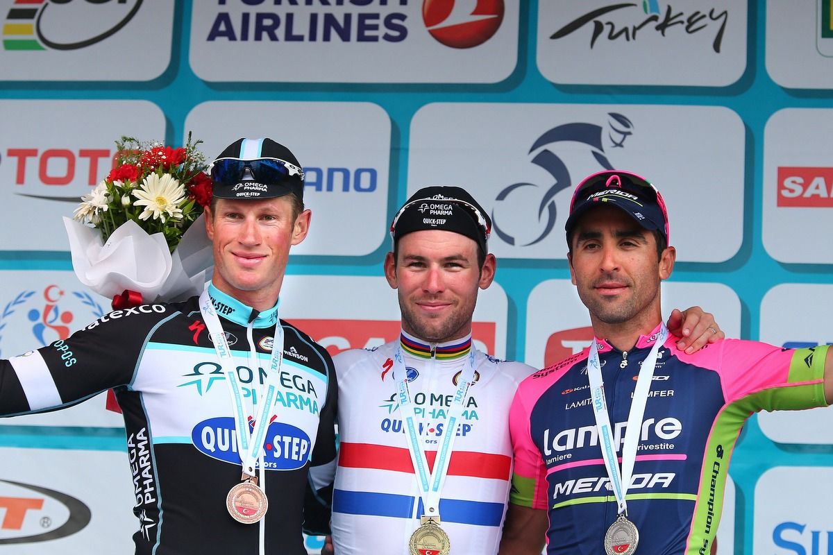 Mark Renshaw sharing the podium with Cavendish at the Tour of Turkey