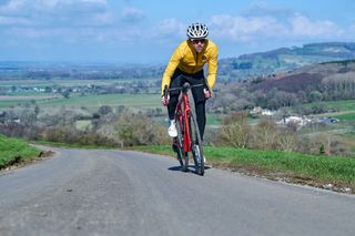 Rider on the drops one a sunny winter's day